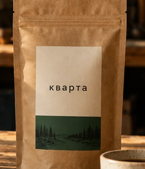 Крафтовая пачка «Кварта» с зелёной этикеткой
