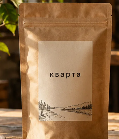 Крафтовая пачка «Кварта» со светлой этикеткой